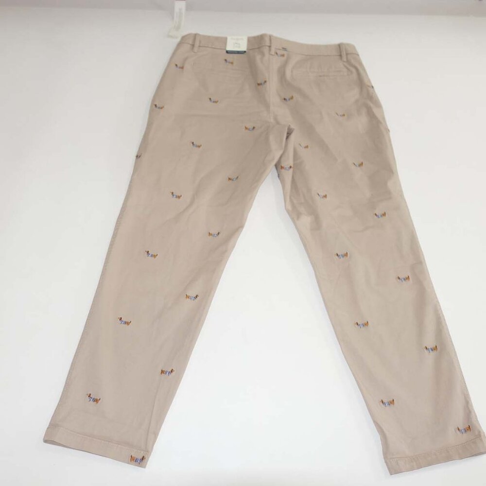 Talbots Women's The Weekend Chino Pants Size 14 NWT Beige Dachshund Dog Print - Picture 8 of 11
